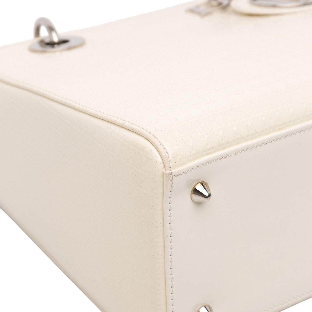 Dior Medium Patent Microcannage Lady Dior Wit
