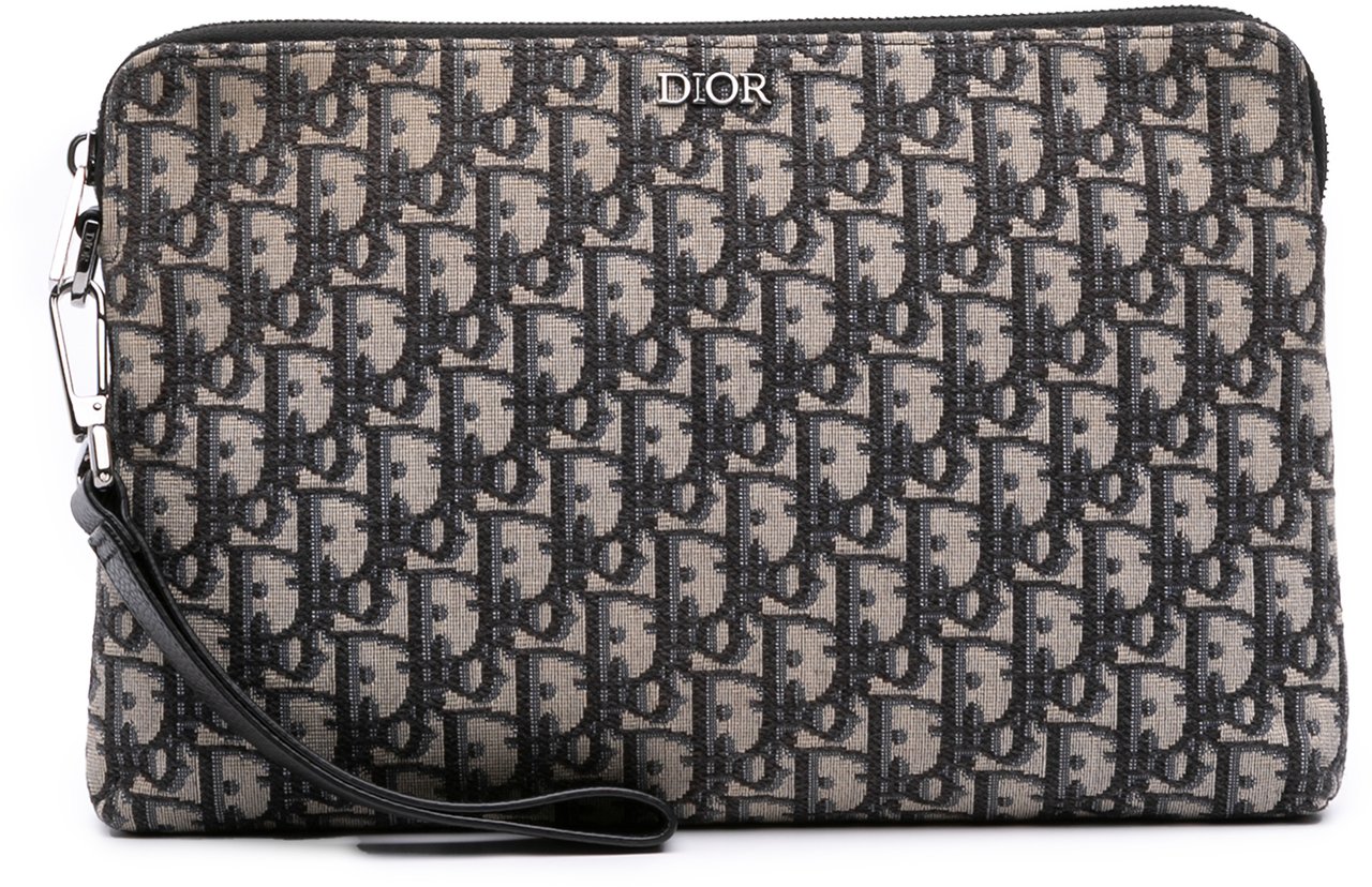 Dior Oblique Canvas Pouch Blauw