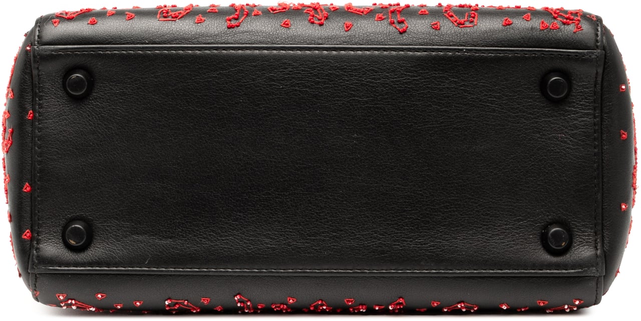 Dior Medium Smooth Calfskin Embroidered Heart Playing Cards Lady Dior Zwart