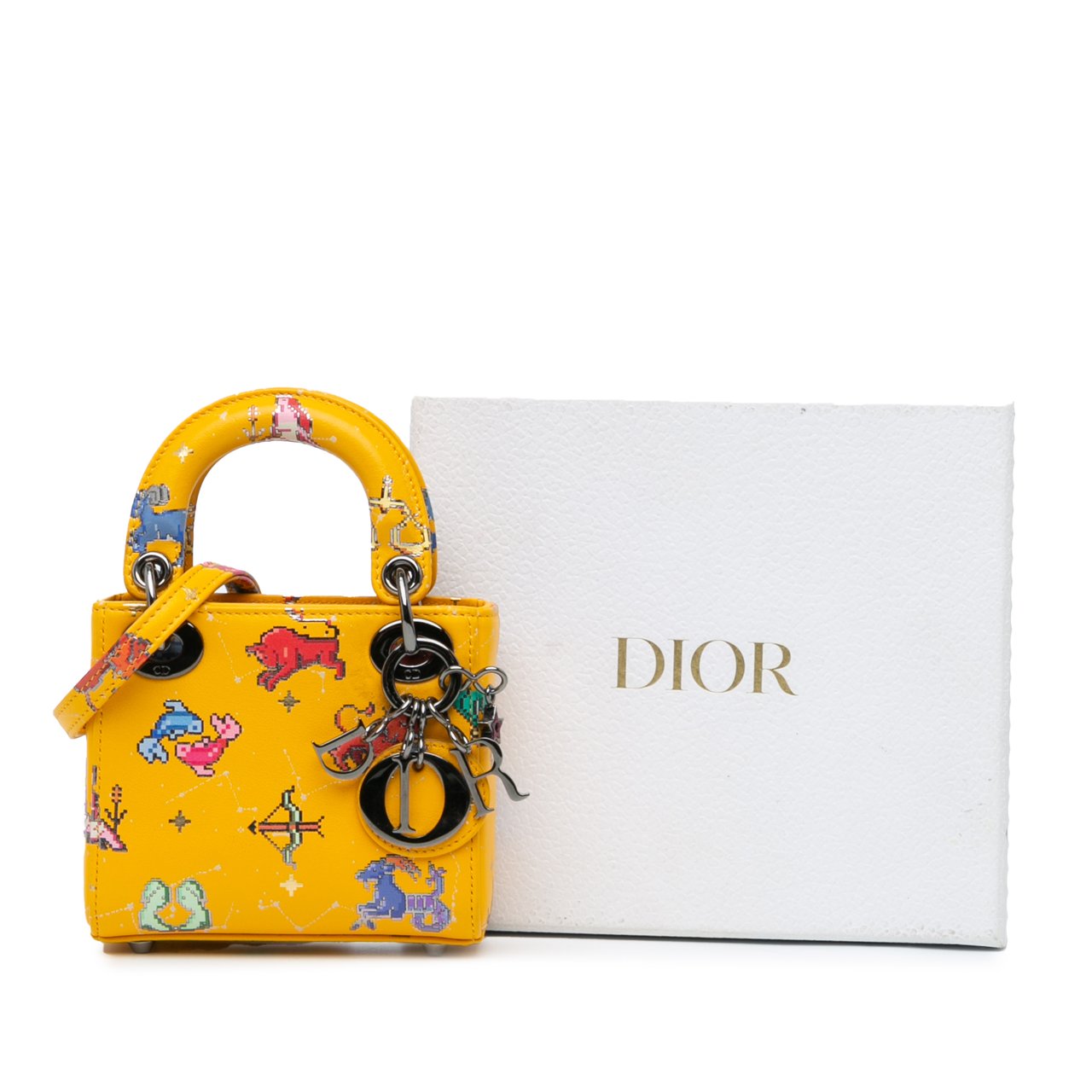 Dior Micro Calfskin Pixel Zodiac Lady Dior Geel