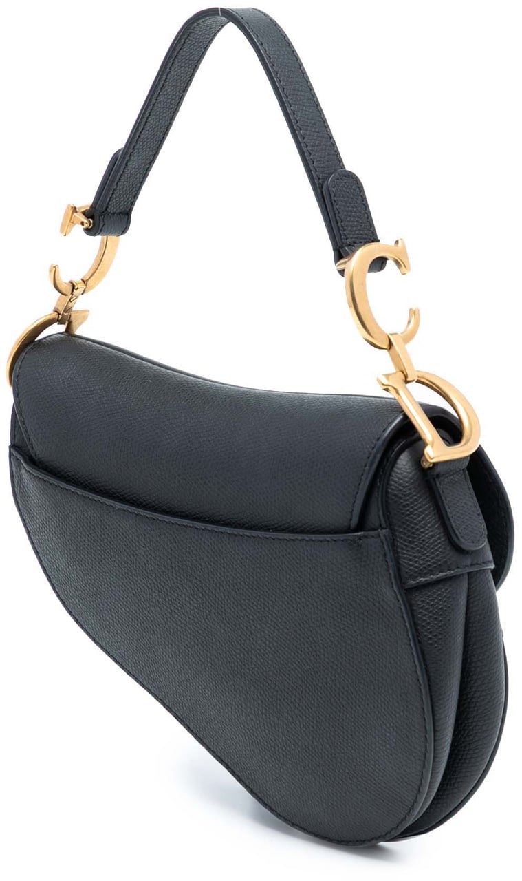 Dior Mini Grained Calfskin Saddle Bag Zwart