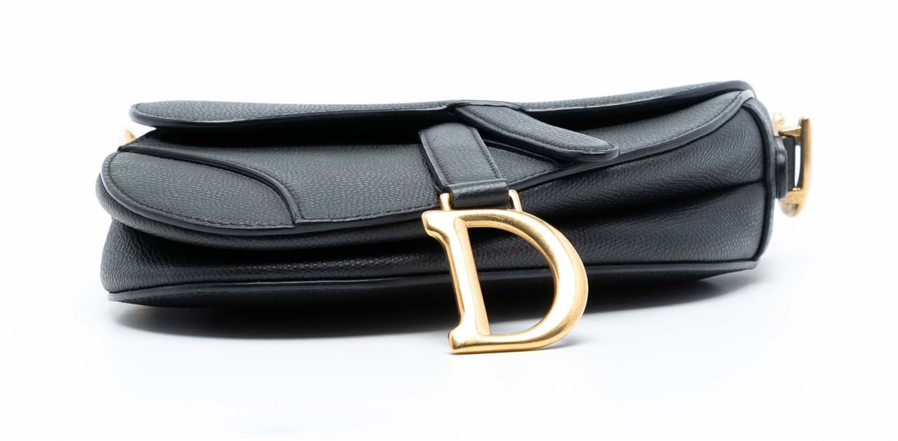 Dior Mini Grained Calfskin Saddle Bag Zwart