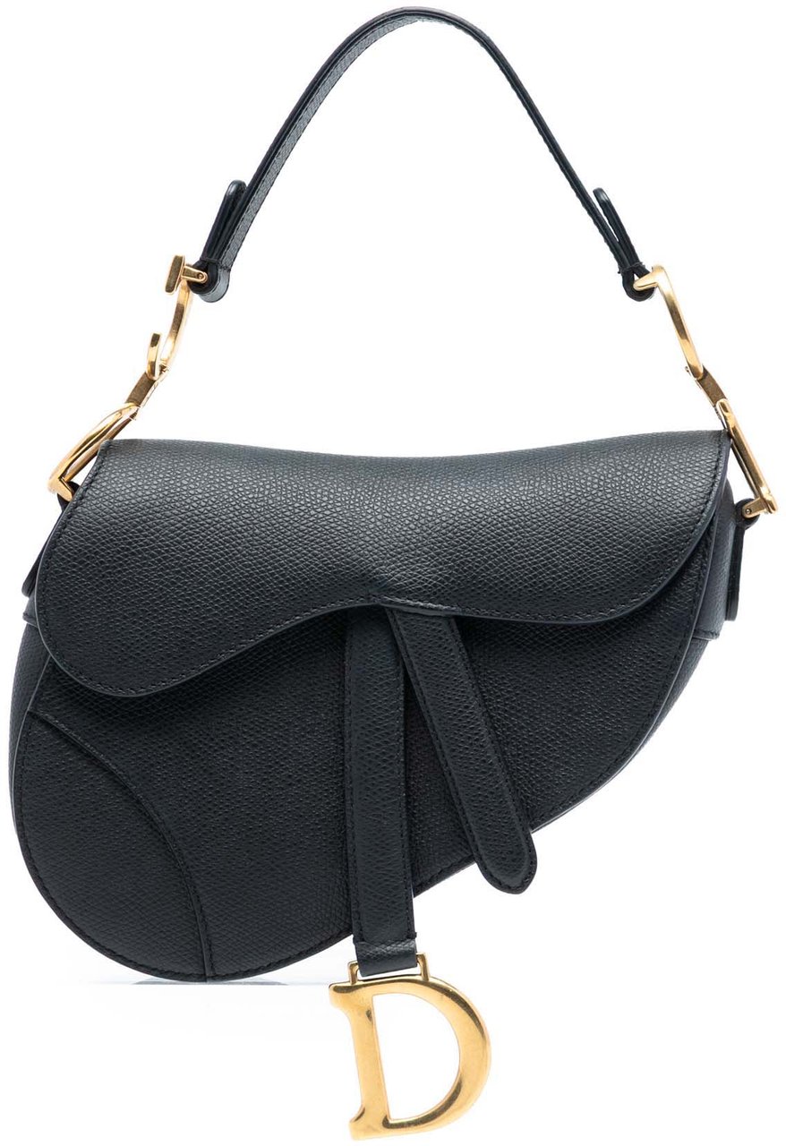 Dior Mini Grained Calfskin Saddle Bag Zwart