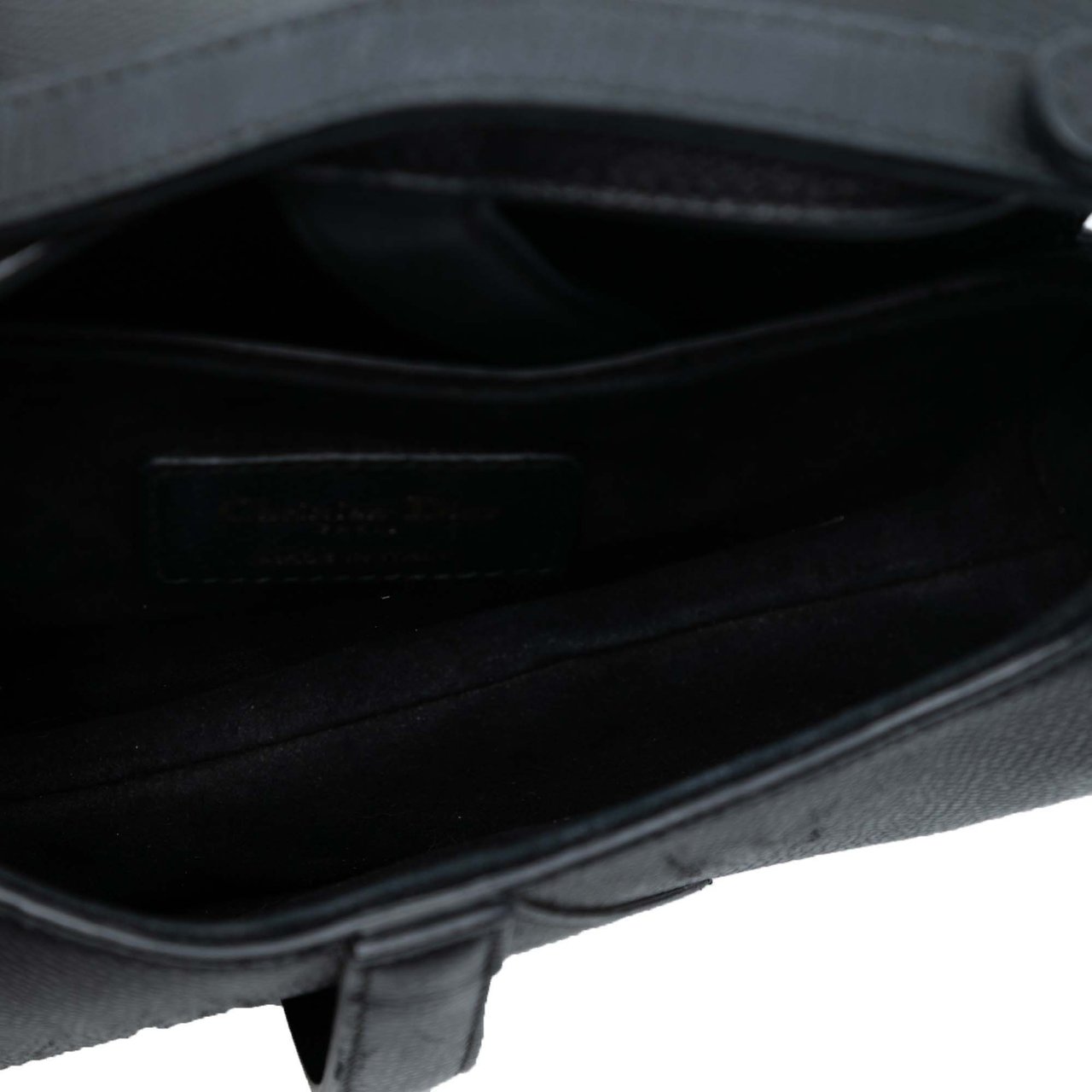 Dior Mini Grained Calfskin Saddle Bag Zwart