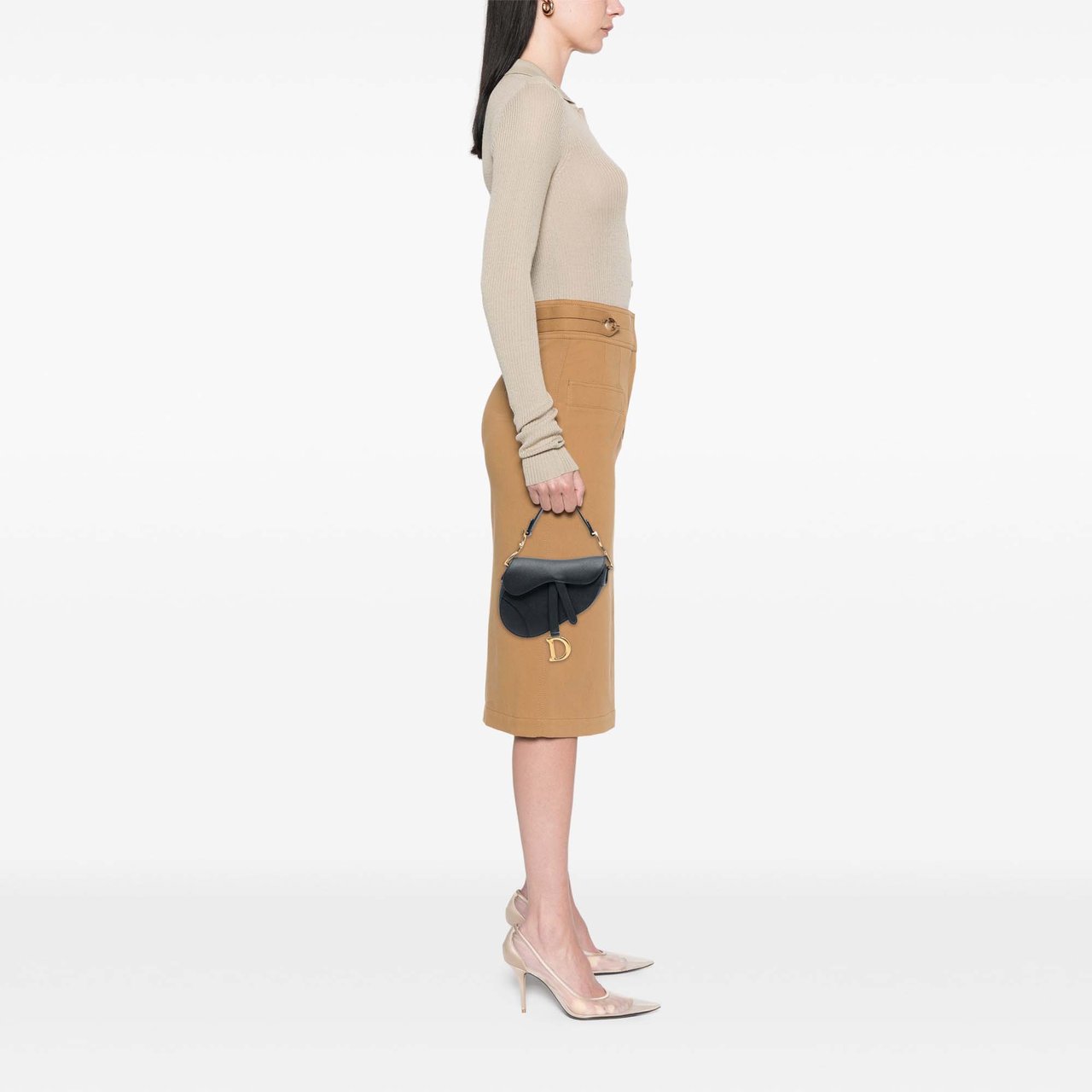 Dior Mini Grained Calfskin Saddle Bag Zwart