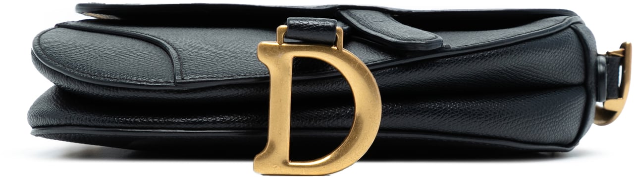Dior Mini Grained Calfskin Saddle Bag Zwart