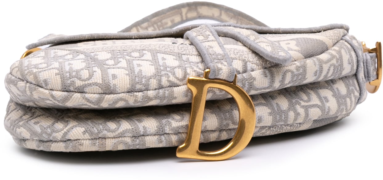 Dior Oblique Canvas Embroidered Saddle Bag Grijs