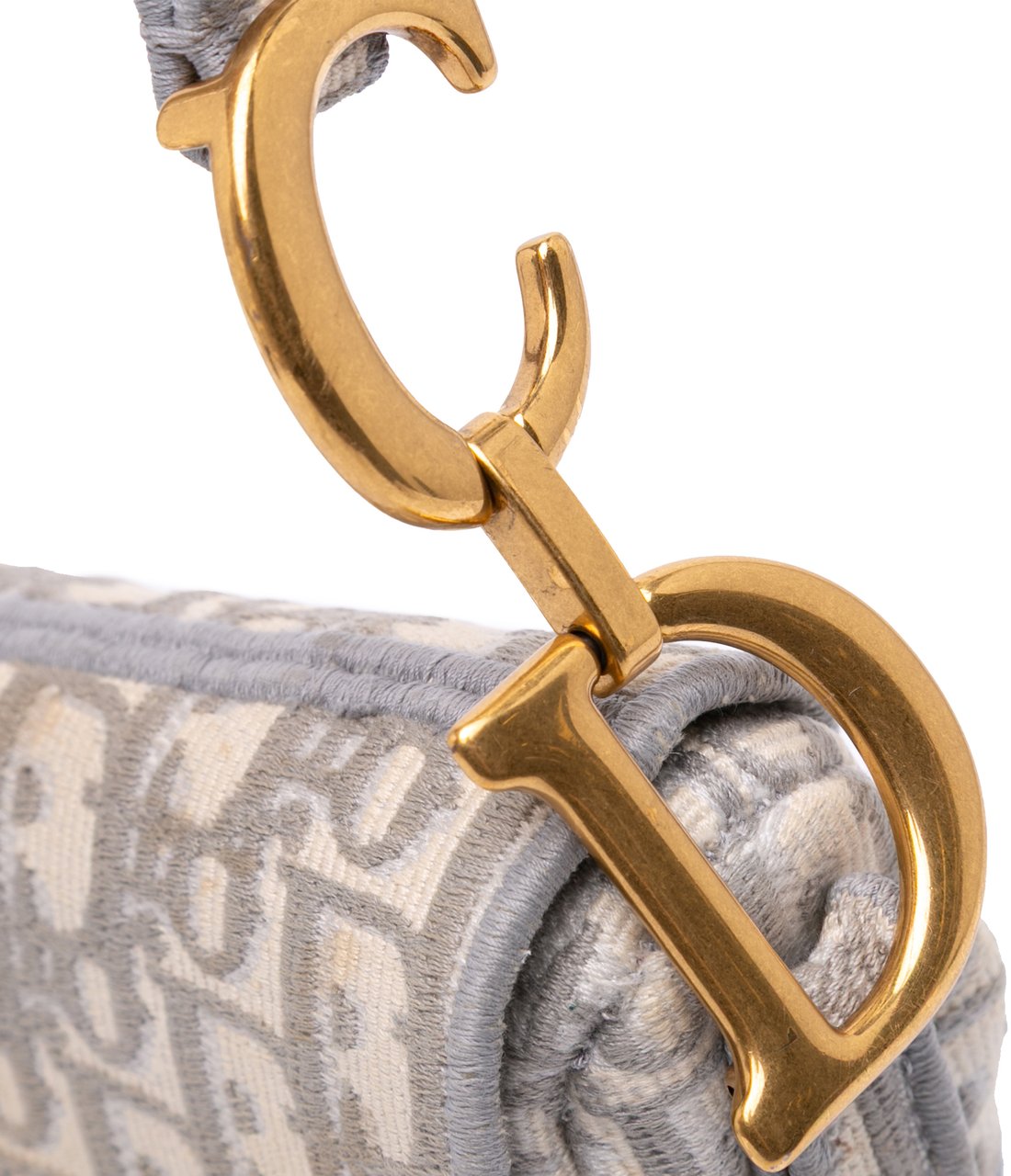 Dior Oblique Canvas Embroidered Saddle Bag Grijs