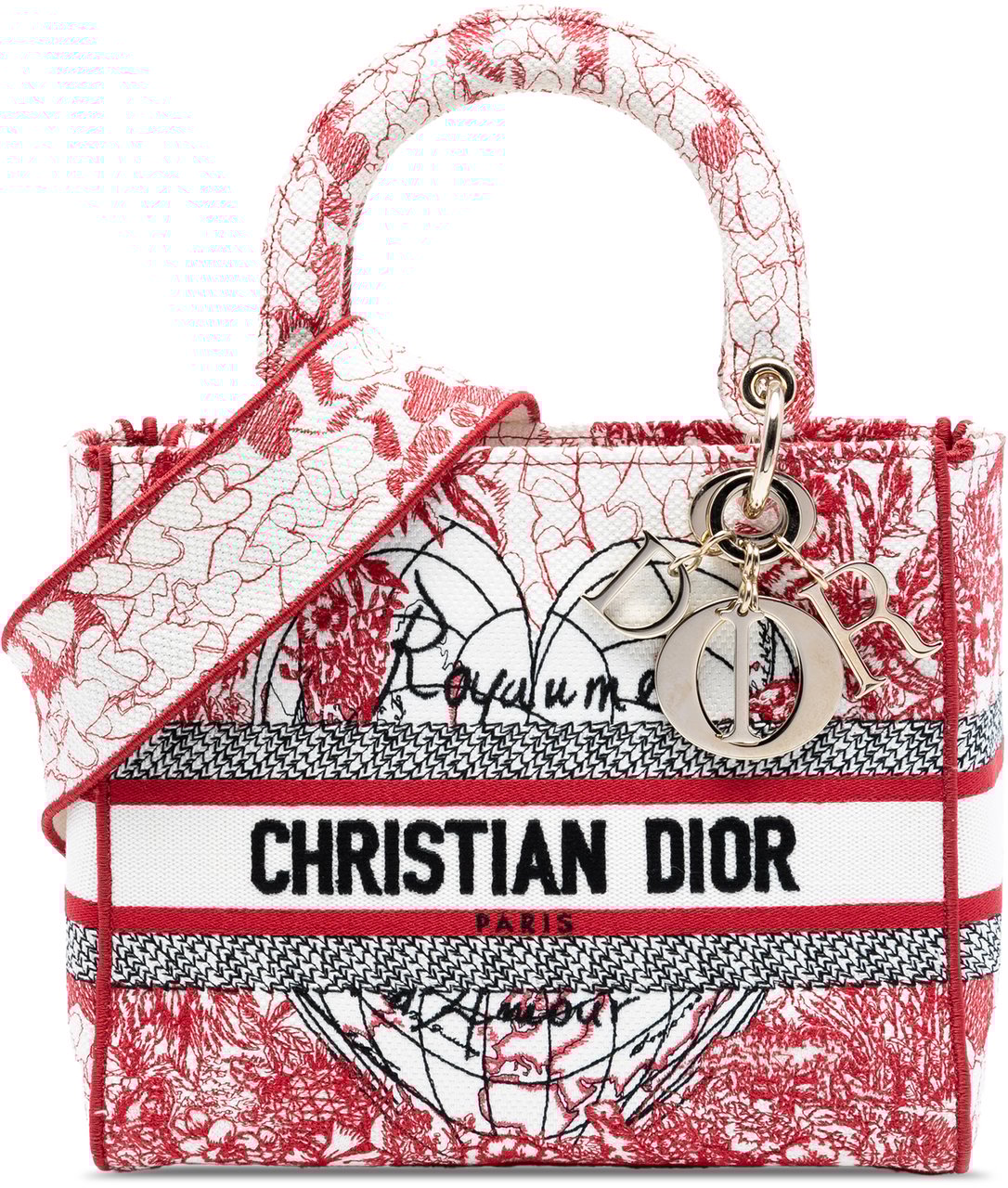 Dior DiorAmour Medium Embroidered Canvas Royale Lady D Lite Rood