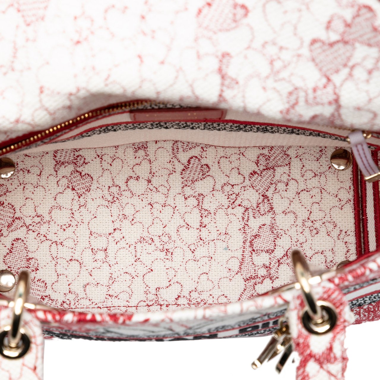 Dior DiorAmour Medium Embroidered Canvas Royale Lady D Lite Rood