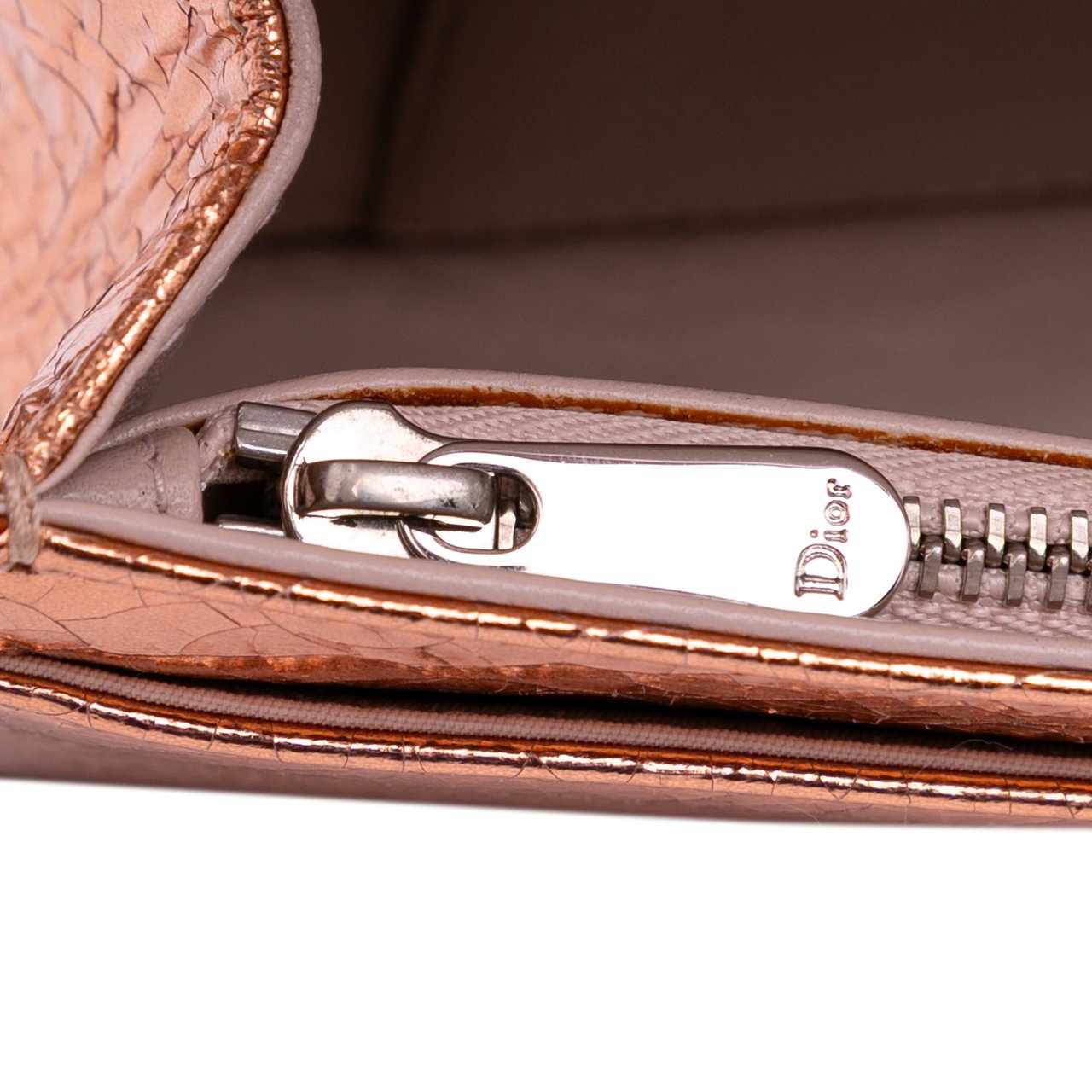 Dior Metallic Ceramic Effect Deerskin Diorama Wallet on Chain Goud