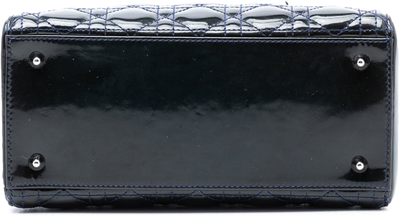 Dior Medium Patent Cannage Lady Dior Blauw