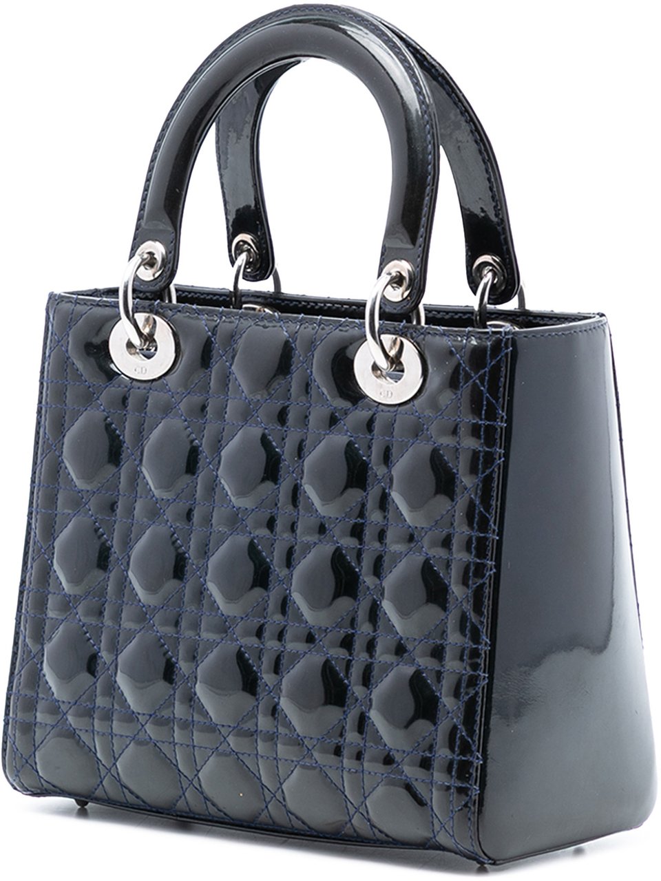 Dior Medium Patent Cannage Lady Dior Blauw