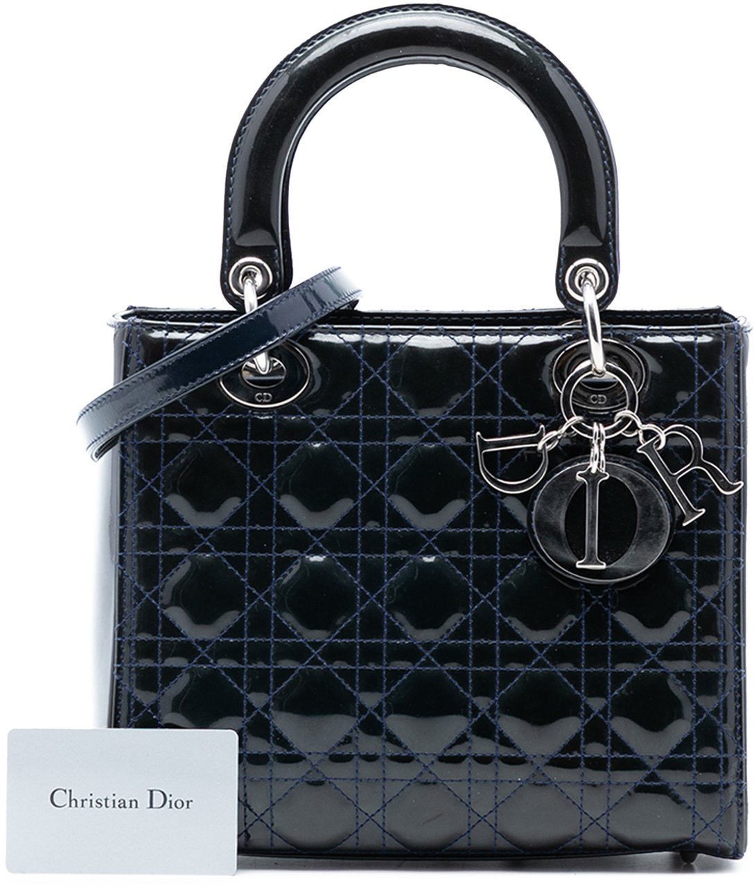 Dior Medium Patent Cannage Lady Dior Blauw
