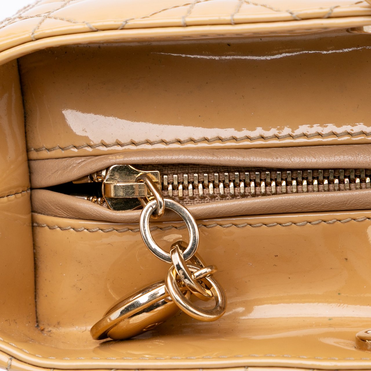 Dior Large Patent Cannage Lady Dior Bruin