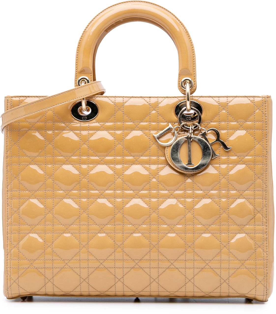 Dior Large Patent Cannage Lady Dior Bruin