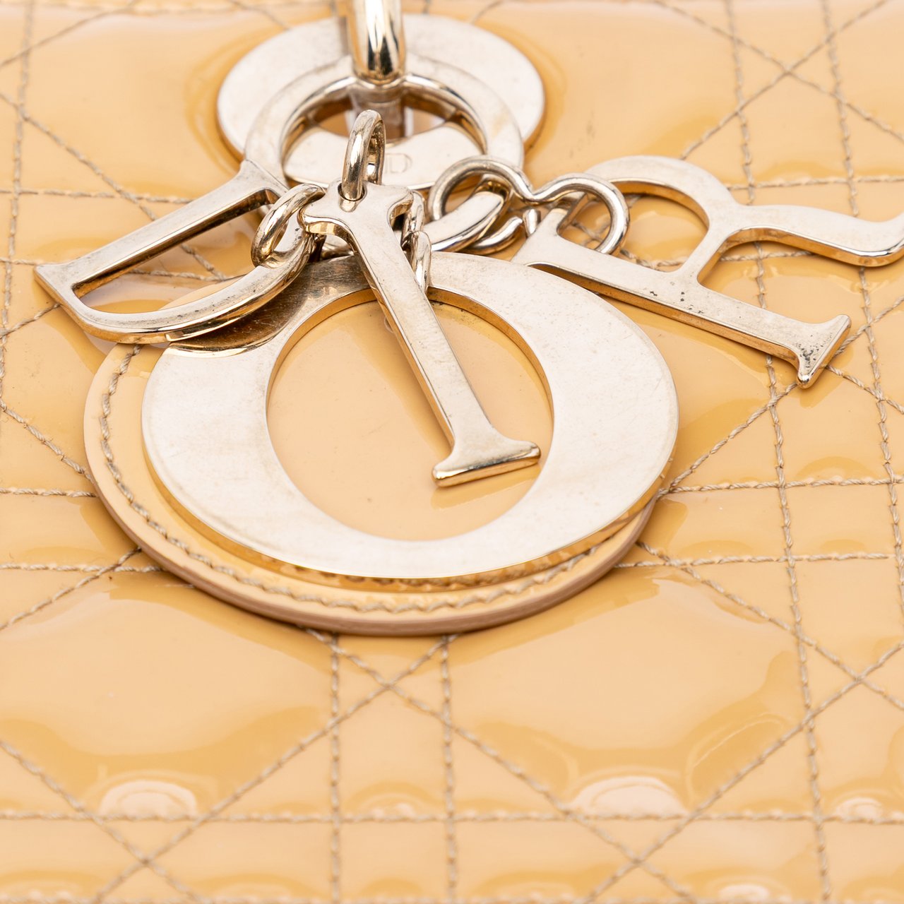 Dior Large Patent Cannage Lady Dior Bruin