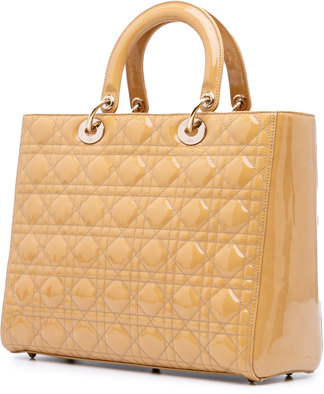 Dior Large Patent Cannage Lady Dior Bruin