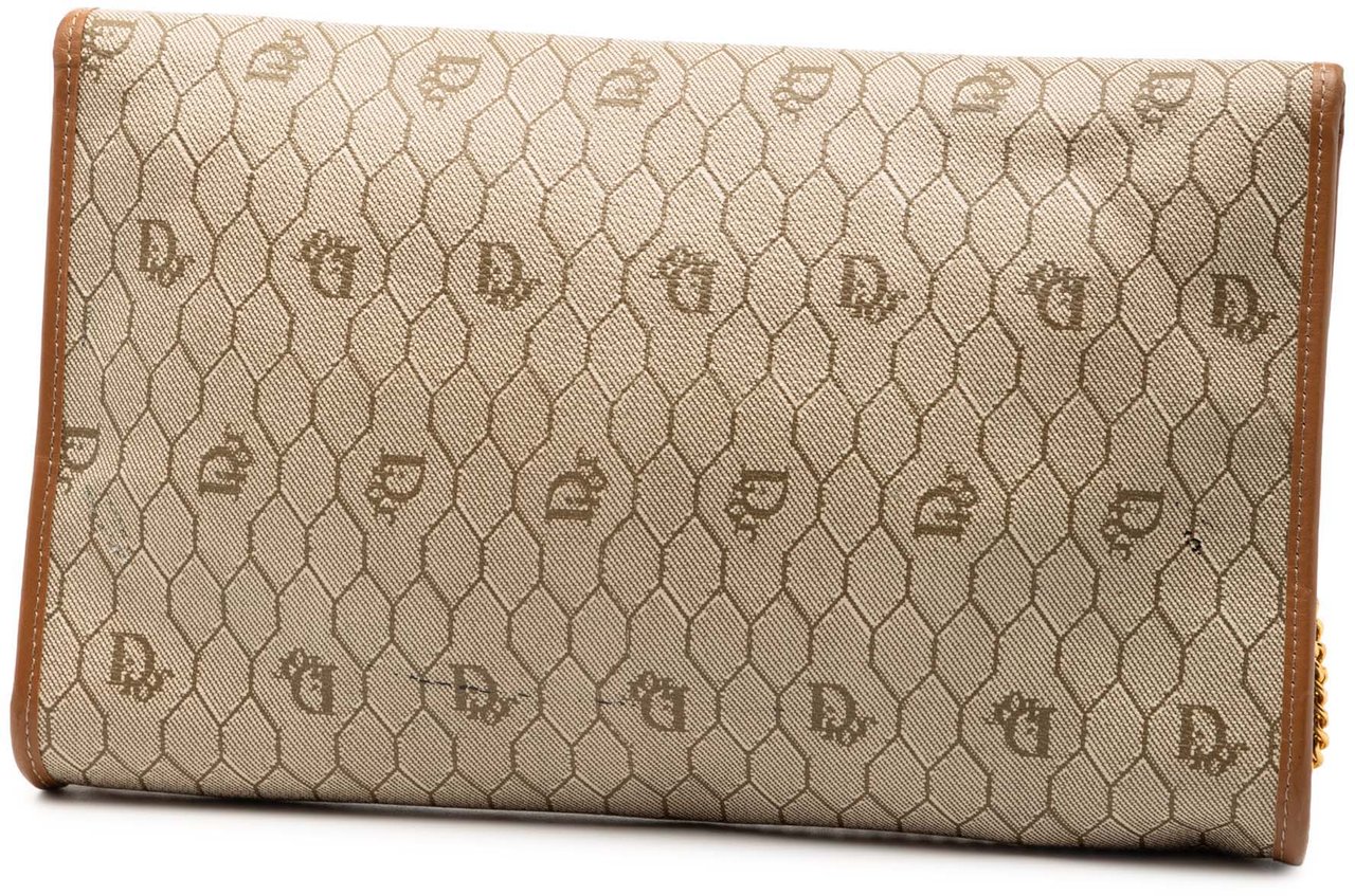 Dior Honeycomb Coated Canvas Chain Shoulder Bag Bruin