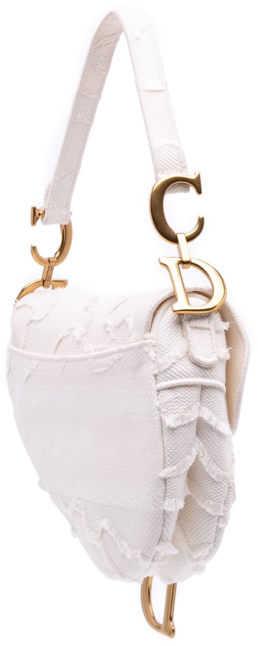 Dior Mini Canvas Embroidered Camouflage Saddle Bag Wit