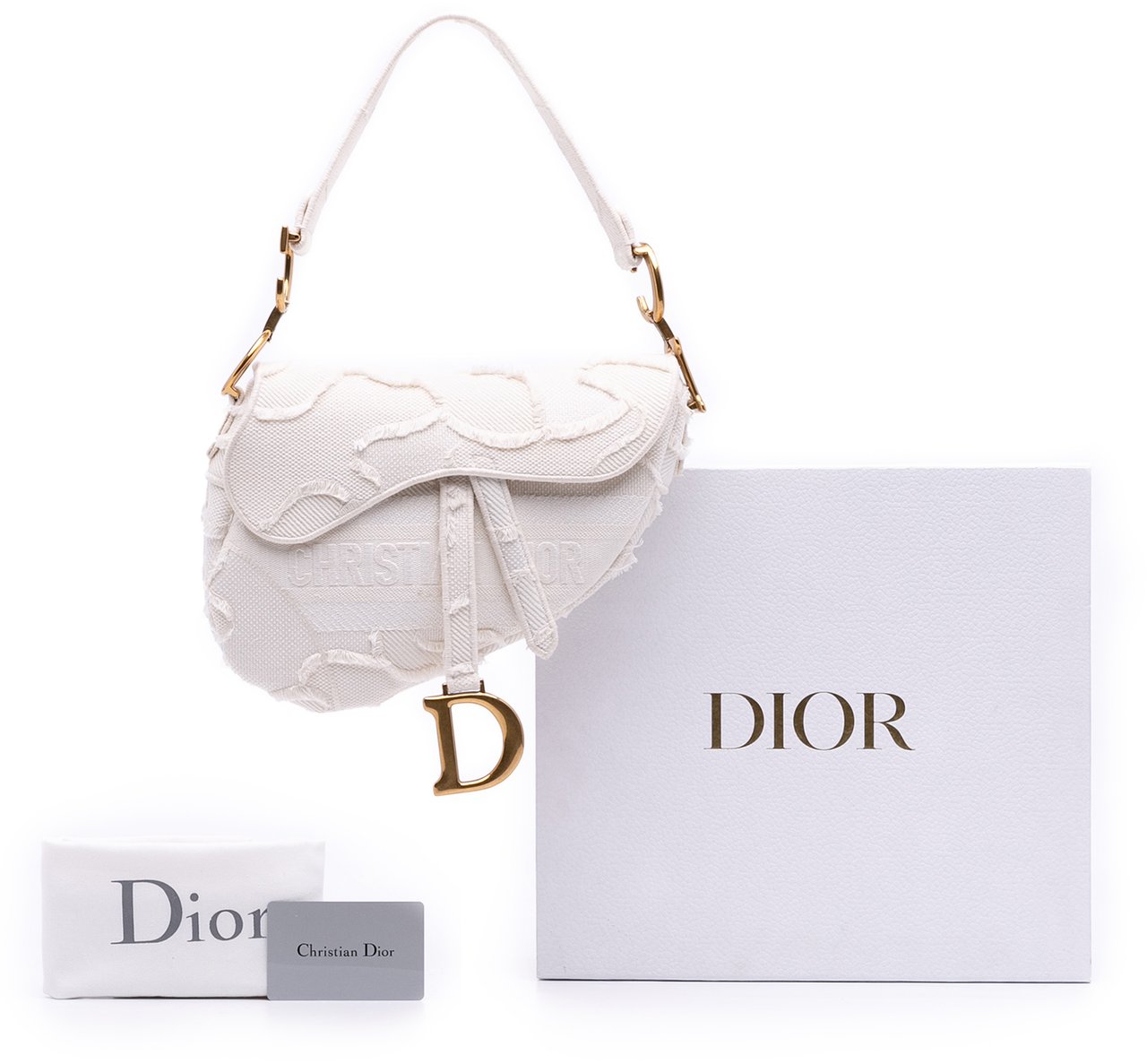 Dior Mini Canvas Embroidered Camouflage Saddle Bag Wit