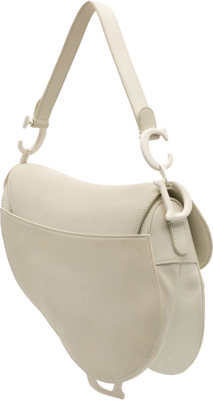 Dior Ultra Matte Calfskin Saddle Bag Wit