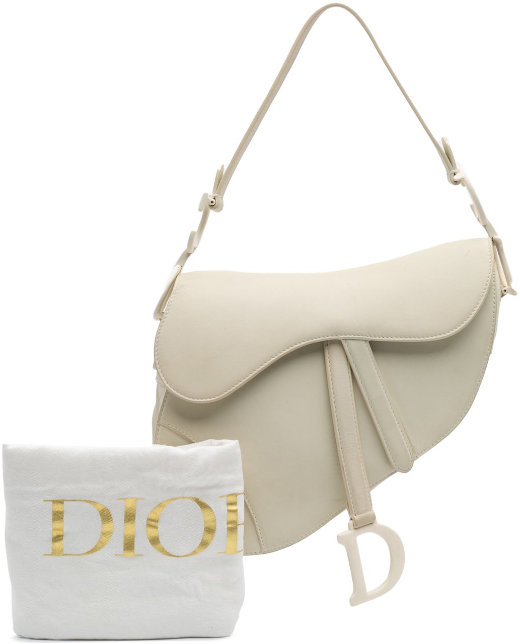 Dior Ultra Matte Calfskin Saddle Bag Wit