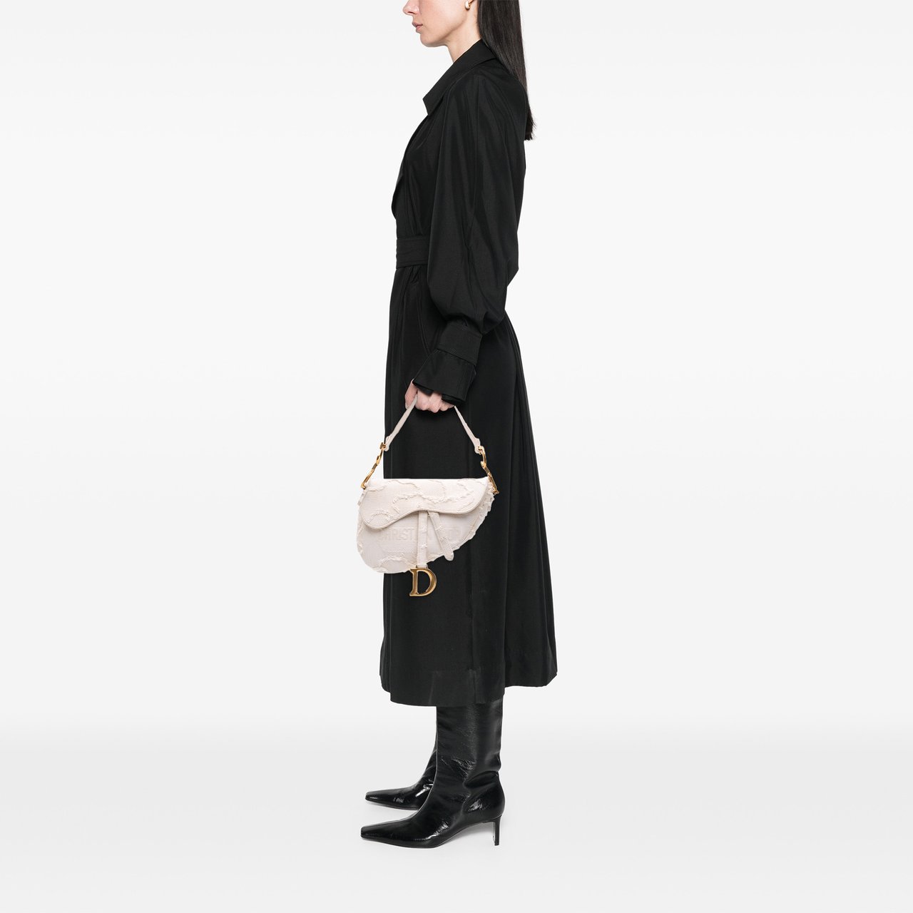Dior Ultra Matte Calfskin Saddle Bag Wit