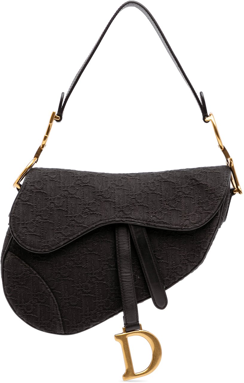 Dior Oblique Canvas Saddle Bag Zwart