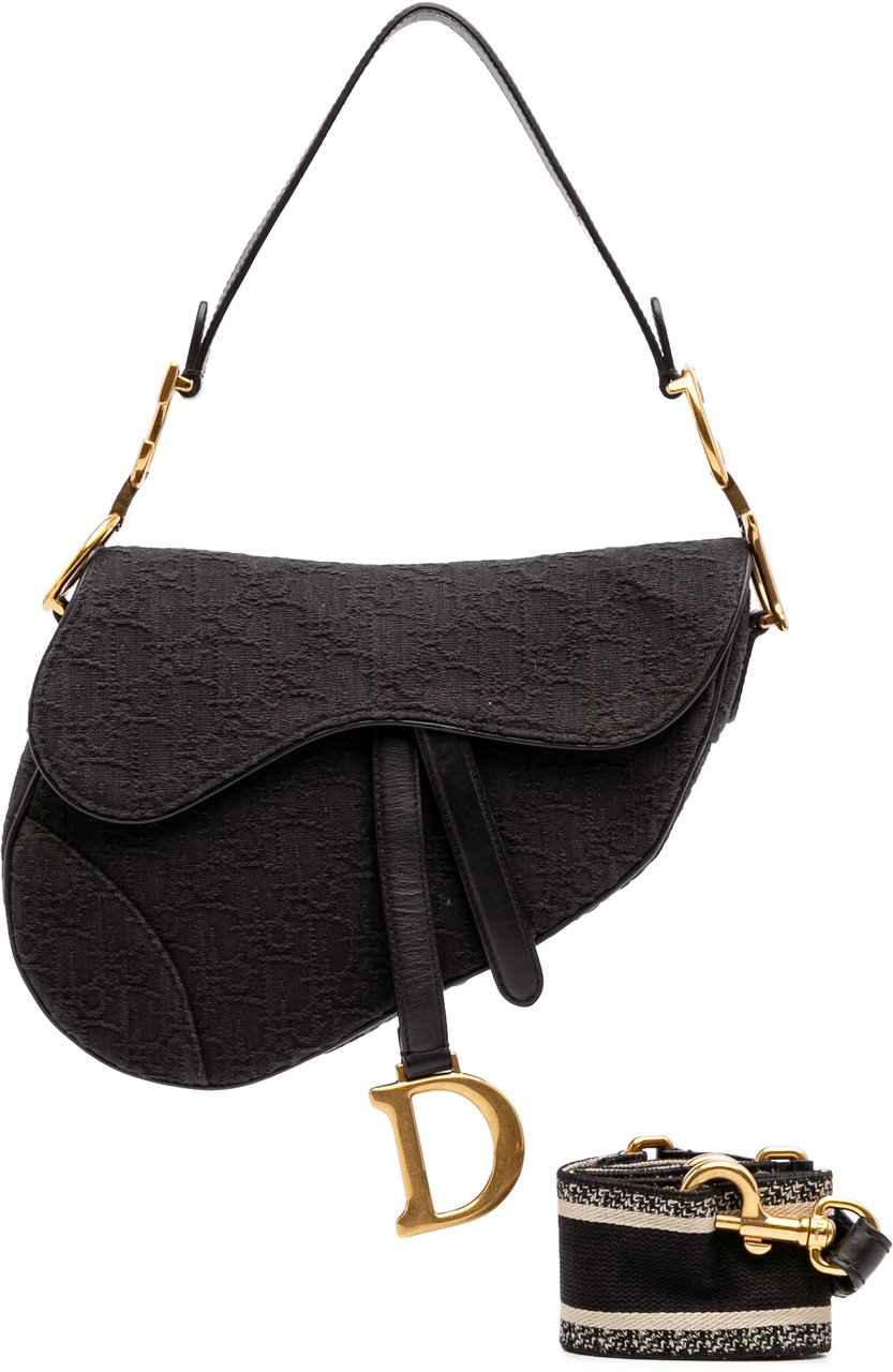 Dior Oblique Canvas Saddle Bag Zwart