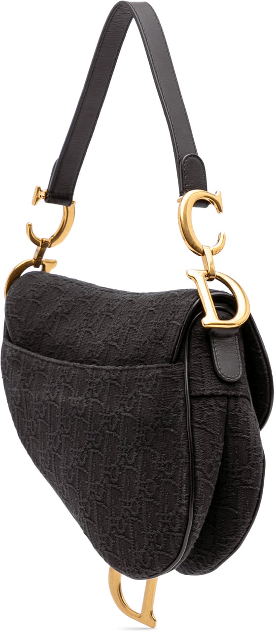 Dior Oblique Canvas Saddle Bag Zwart