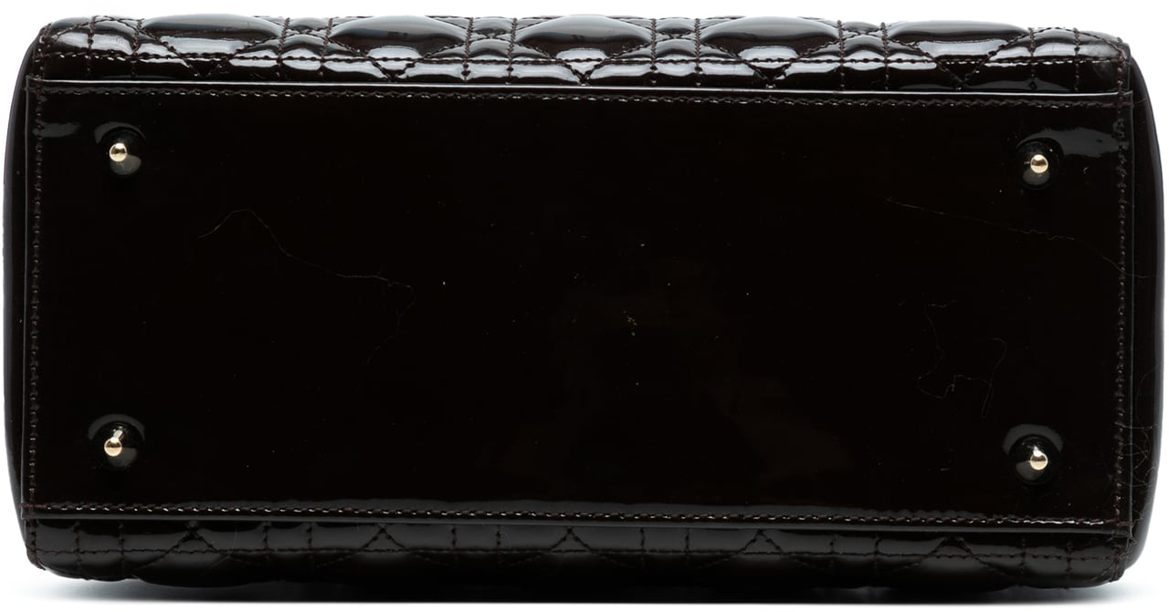 Dior Medium Patent Cannage Lady Dior Bruin