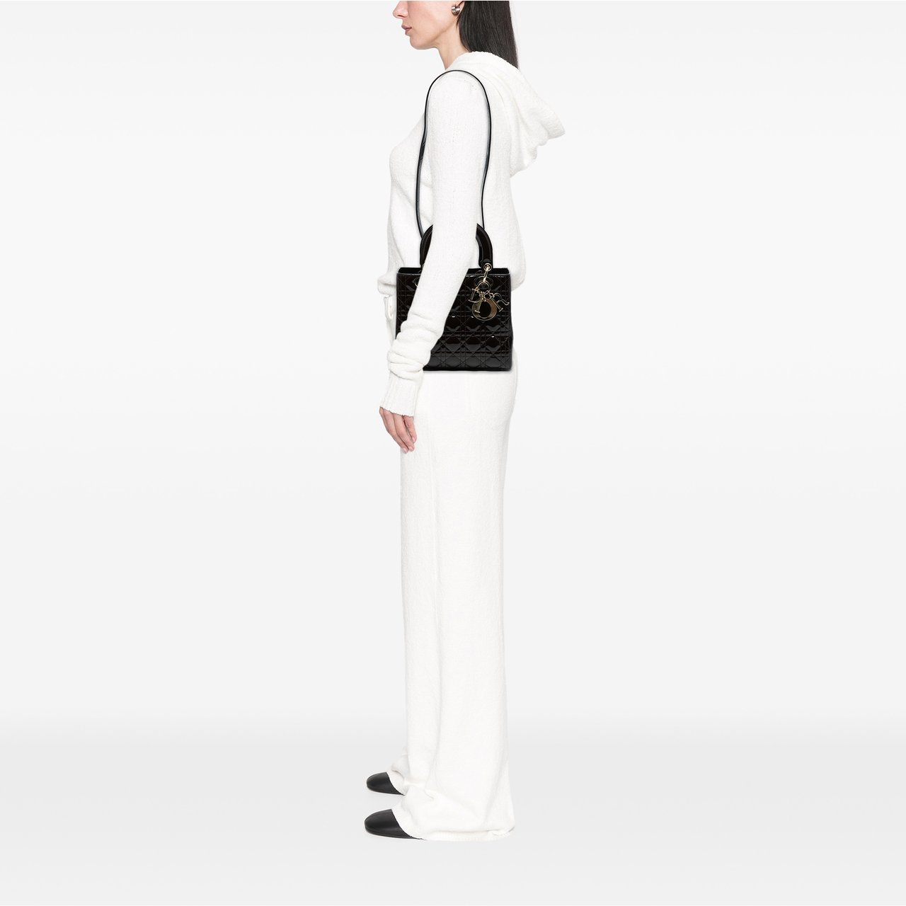 Dior Medium Patent Cannage Lady Dior Bruin