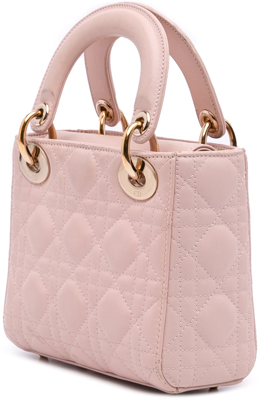Dior Mini Lambskin Cannage Lady Dior Bruin