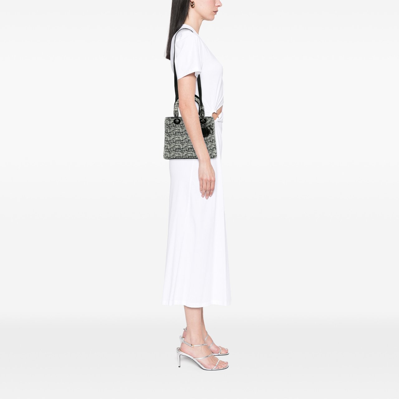Dior Medium Tweed Lady Dior Wit