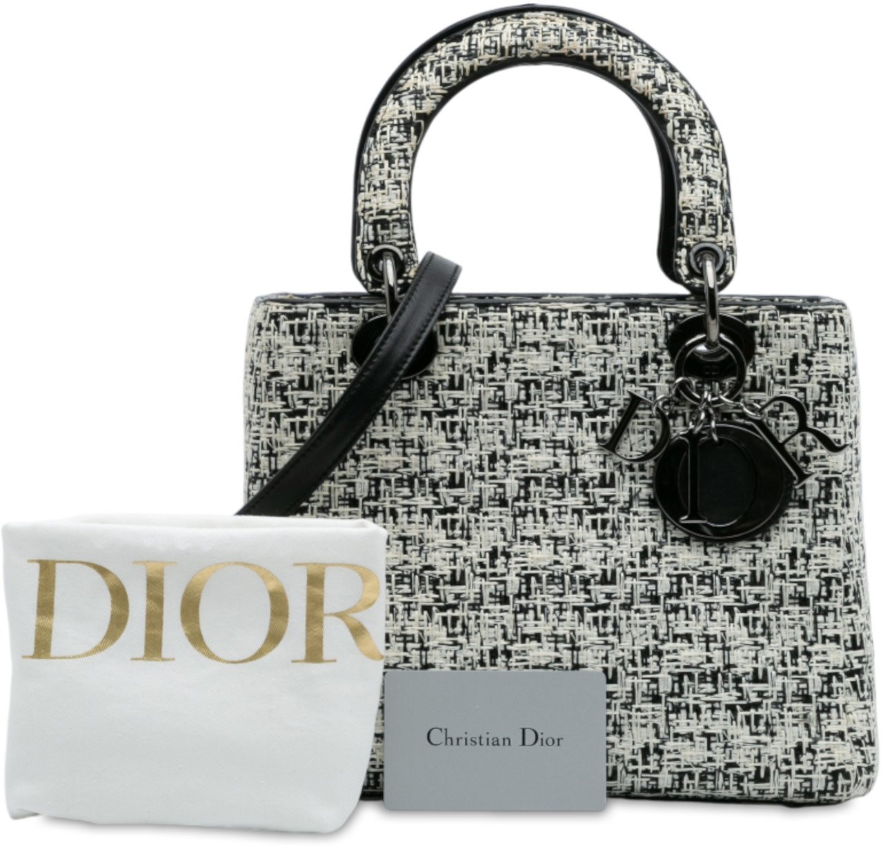 Dior Medium Tweed Lady Dior Wit