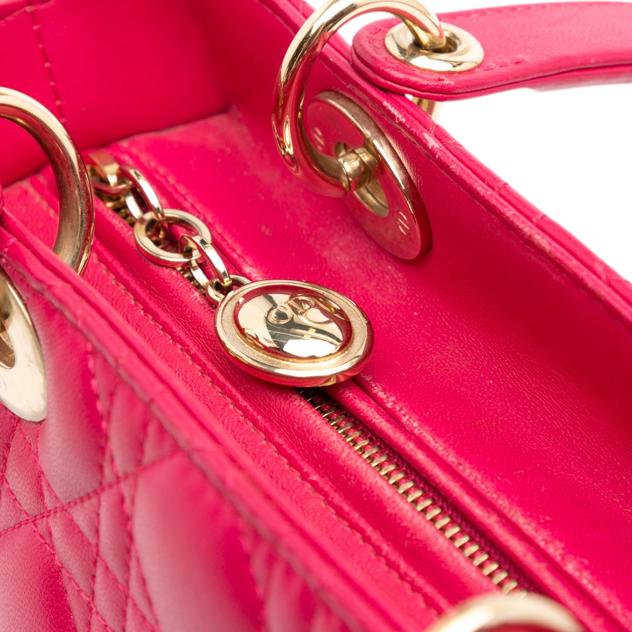 Dior Medium Lambskin Cannage Lady Dior Roze