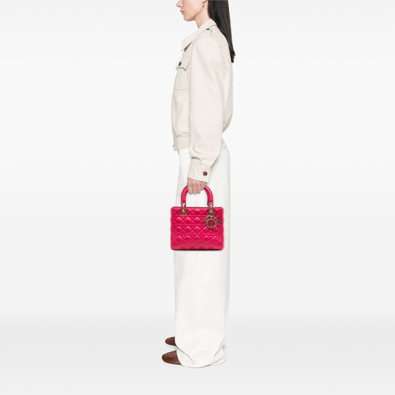 Dior Medium Lambskin Cannage Lady Dior Roze