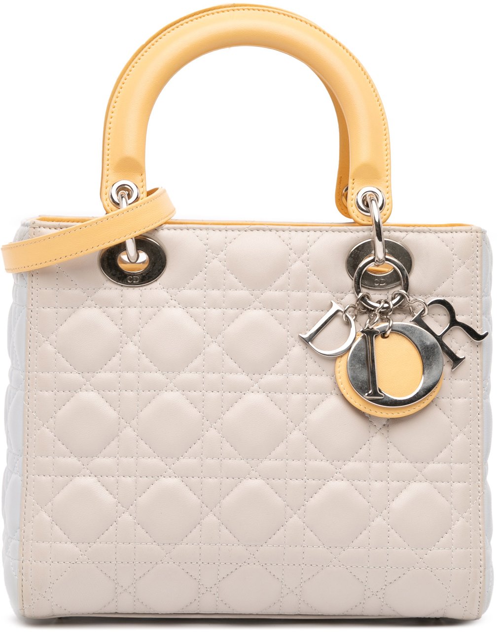 Dior Medium Tricolor Lambskin Cannage Lady Dior Bruin