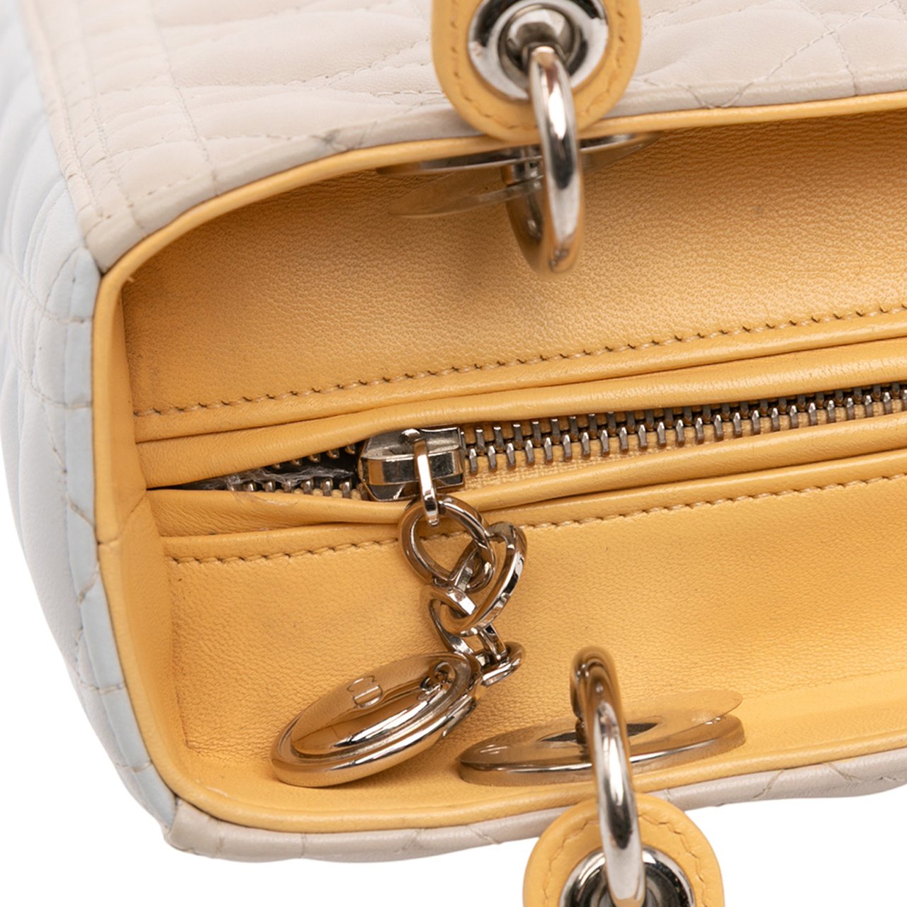 Dior Medium Tricolor Lambskin Cannage Lady Dior Bruin