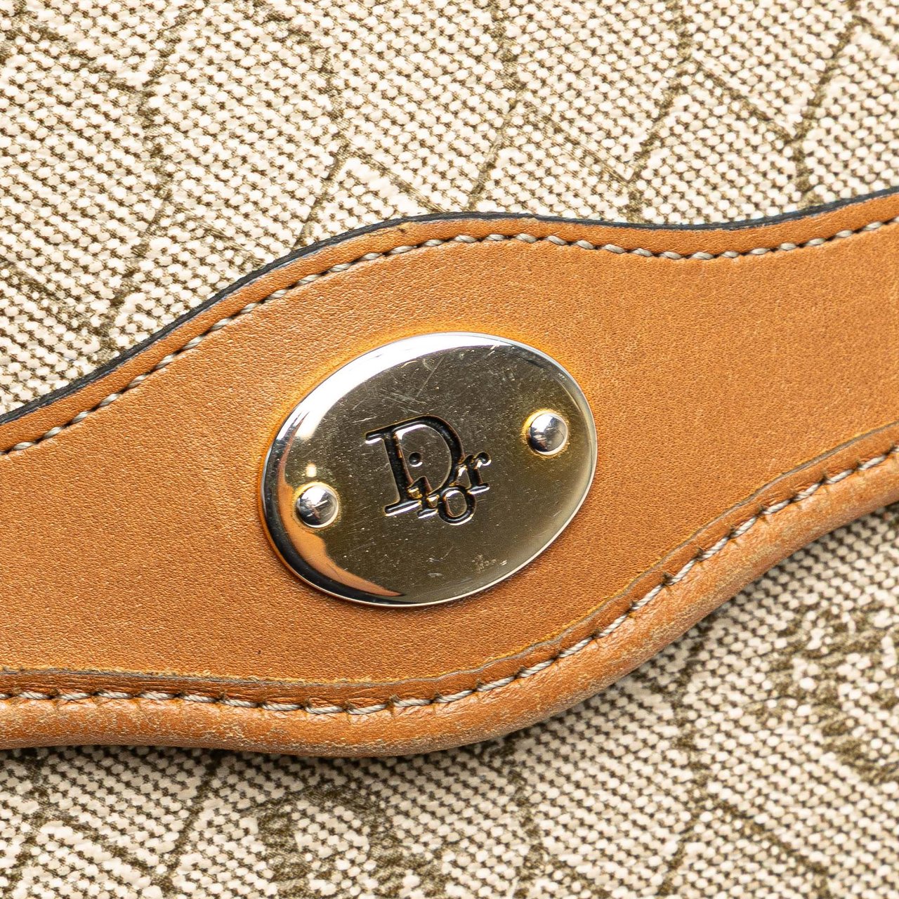 Dior Honeycomb Coated Canvas Chain Crossbody Bruin
