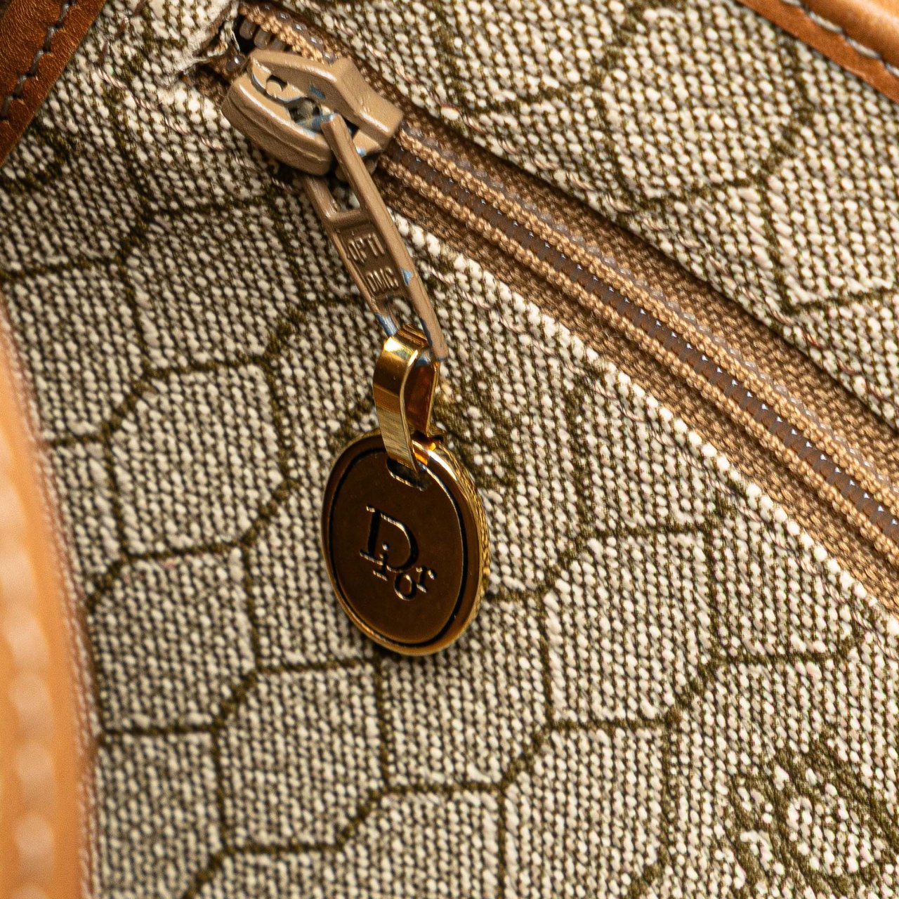Dior Honeycomb Coated Canvas Chain Crossbody Bruin
