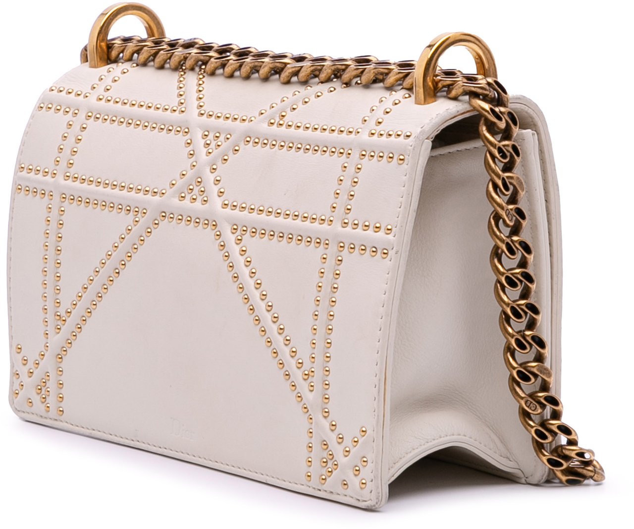 Dior Small Lambskin Studded Diorama Flap Wit