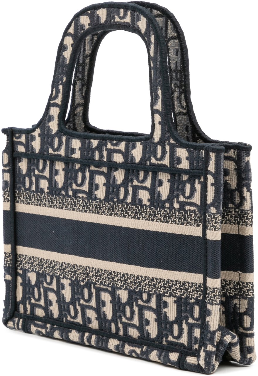 Dior Mini Oblique Canvas Book Tote Blauw