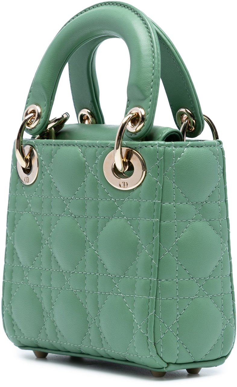 Dior Micro Lambskin Cannage Lady Dior Groen