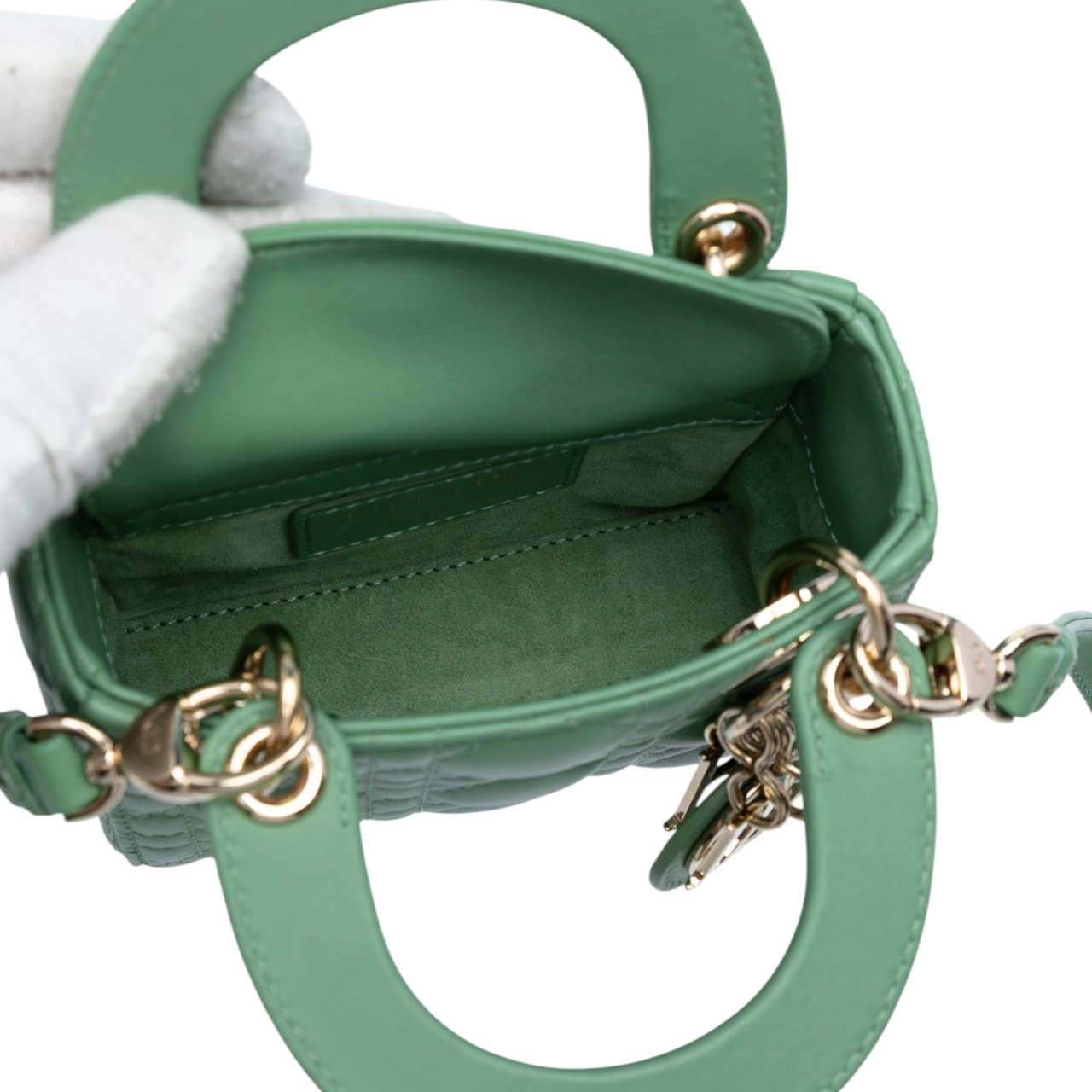 Dior Micro Lambskin Cannage Lady Dior Groen