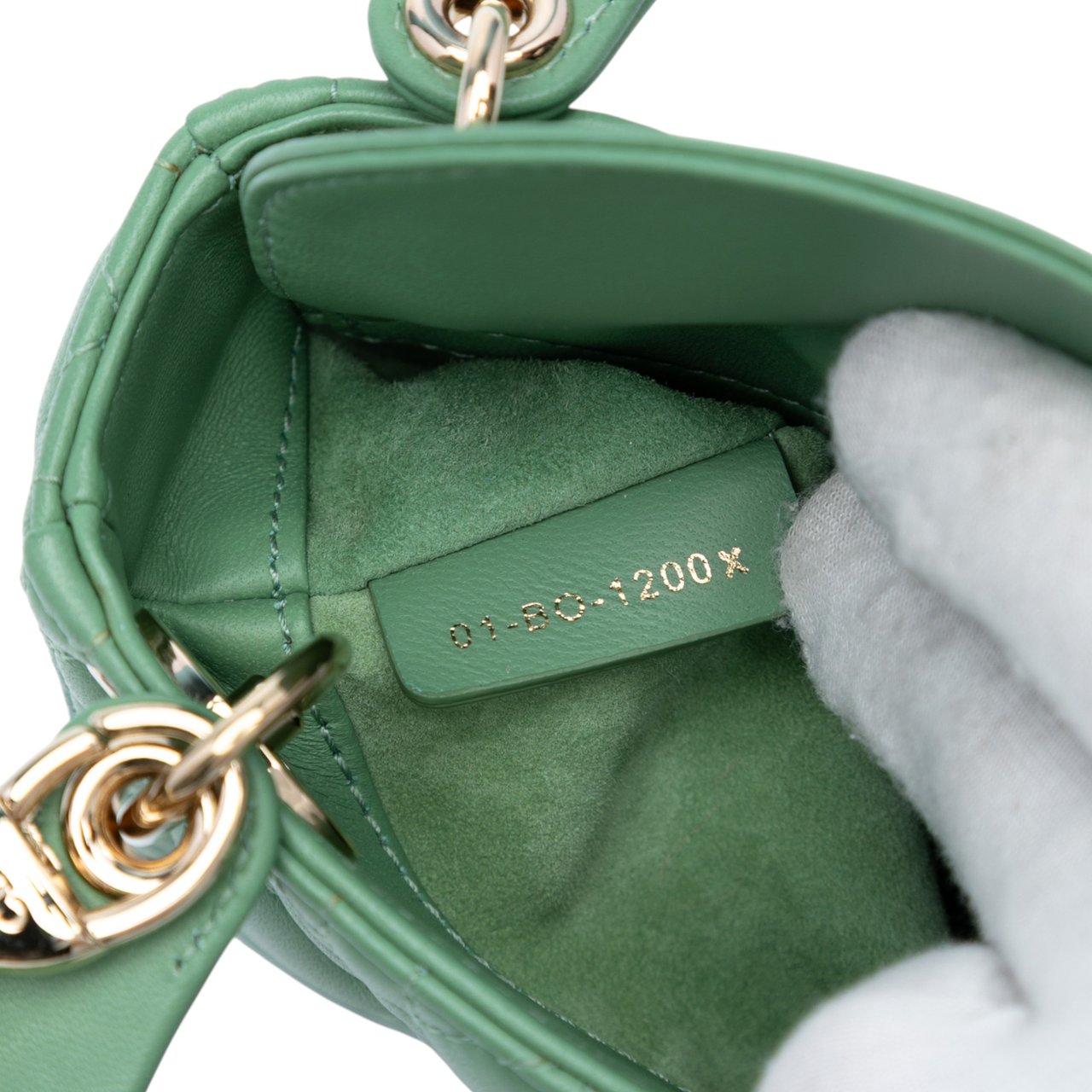 Dior Micro Lambskin Cannage Lady Dior Groen