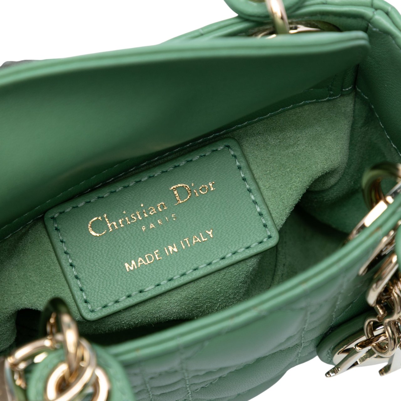 Dior Micro Lambskin Cannage Lady Dior Groen