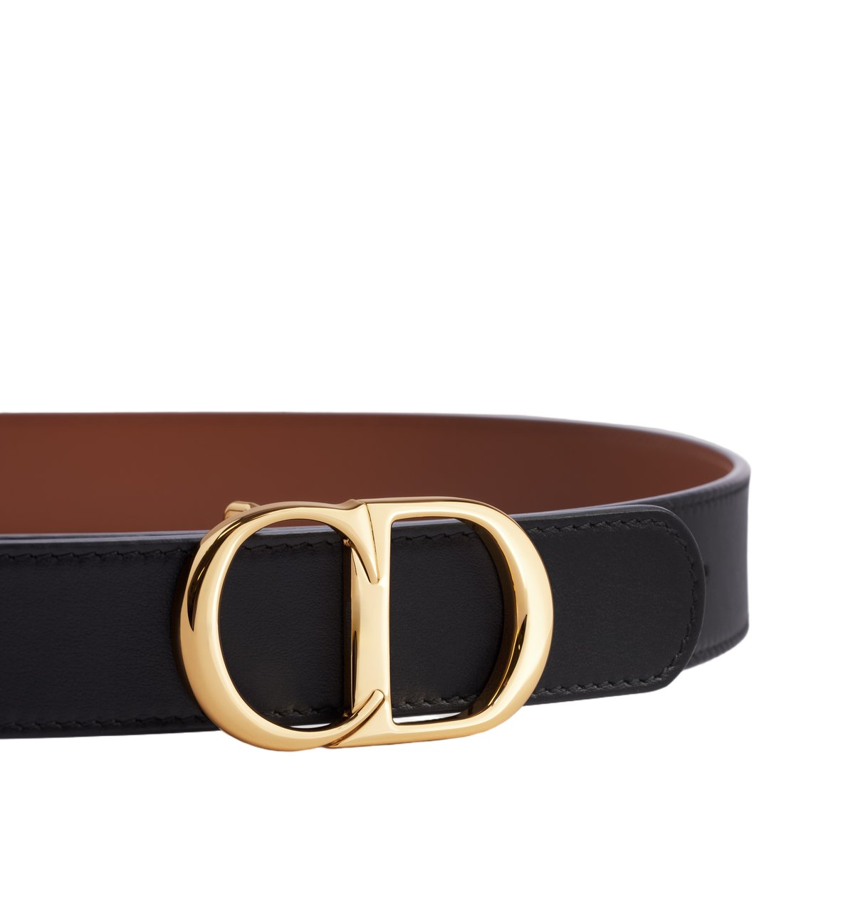 Dior Signature Reversible Leather Buckle Belt Zwart