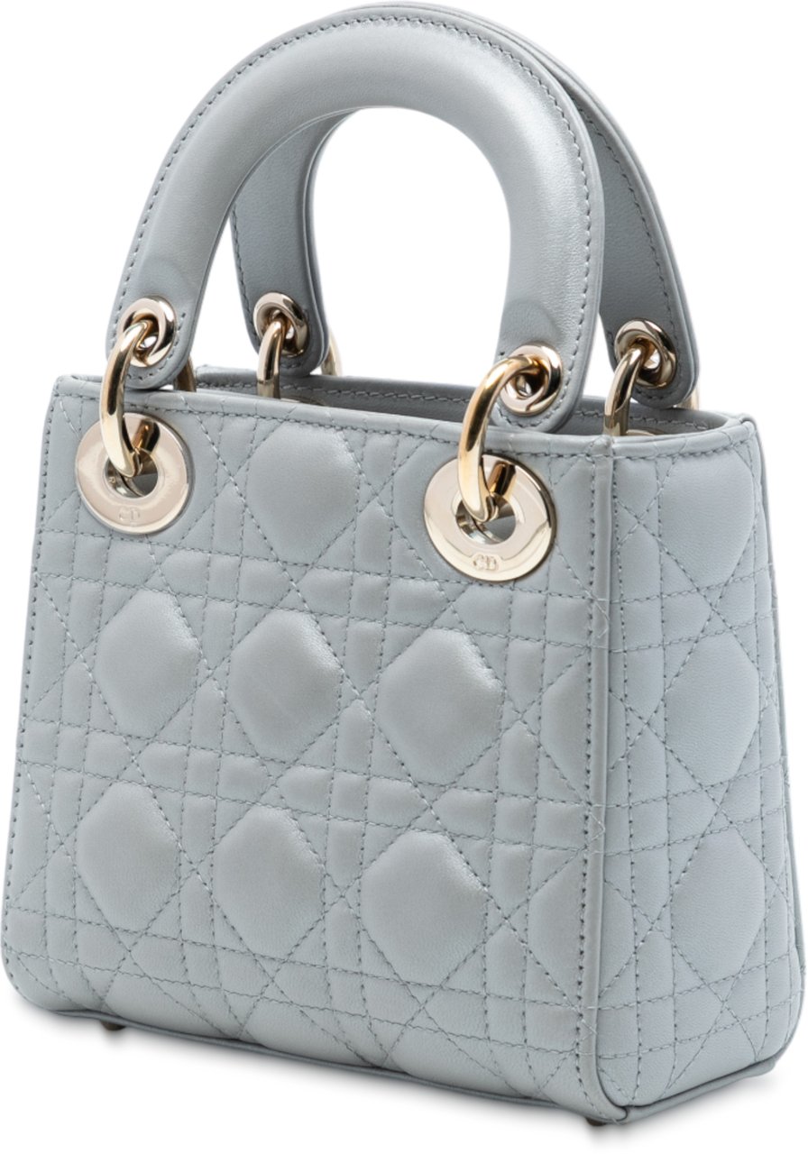 Dior Mini Lambskin Cannage Lady Dior Grijs